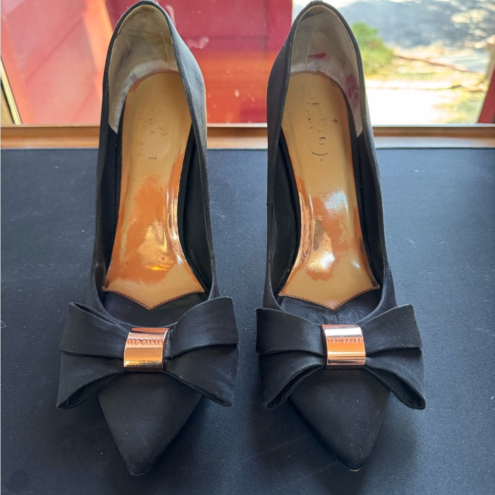 Ted Baker Black Heels with Bow Accent